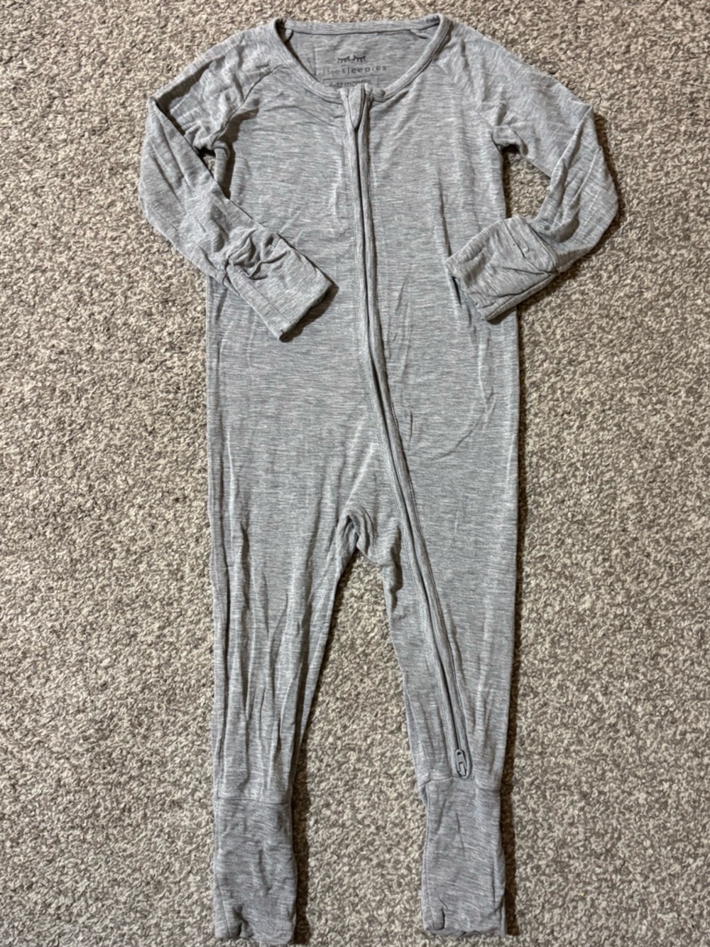 Little Sleepies Heather Gray Zip Footed Pajamas